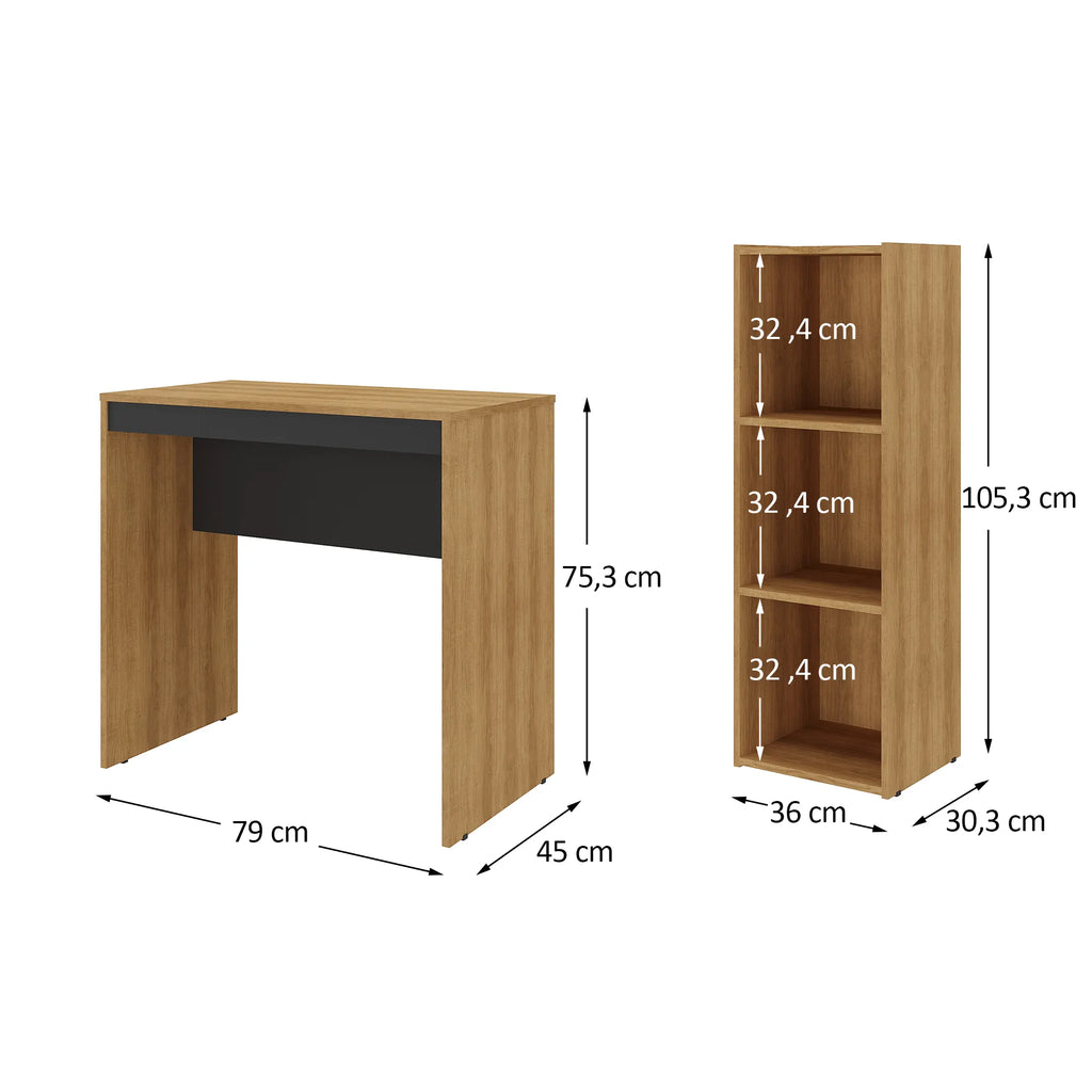 Mons Escritorio Home Office con Biblioteca Lateral