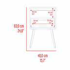 Mesa de Noche Alesio, Fresno Europeo y Blanco Kronos Azul, con Patas en Madera y un Cajón - vista 9
