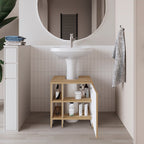 Mueble Basic Para Baño Una Puerta, Color Fresno Y Blanco - vista 2