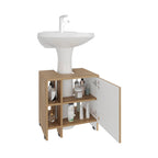 Mueble Basic Para Baño Una Puerta, Color Fresno Y Blanco - vista 3