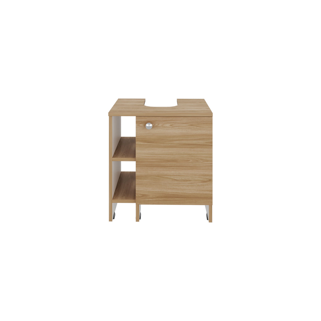 Mueble Basic Para Baño Una Puerta, Color Fresno Y Blanco - vista 6