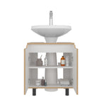 Mueble Para Lavamanos Marlo Dos Puertas, Fresno Y Blanco - vista 2