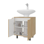 Mueble Para Lavamanos Marlo Dos Puertas, Fresno Y Blanco - vista 1