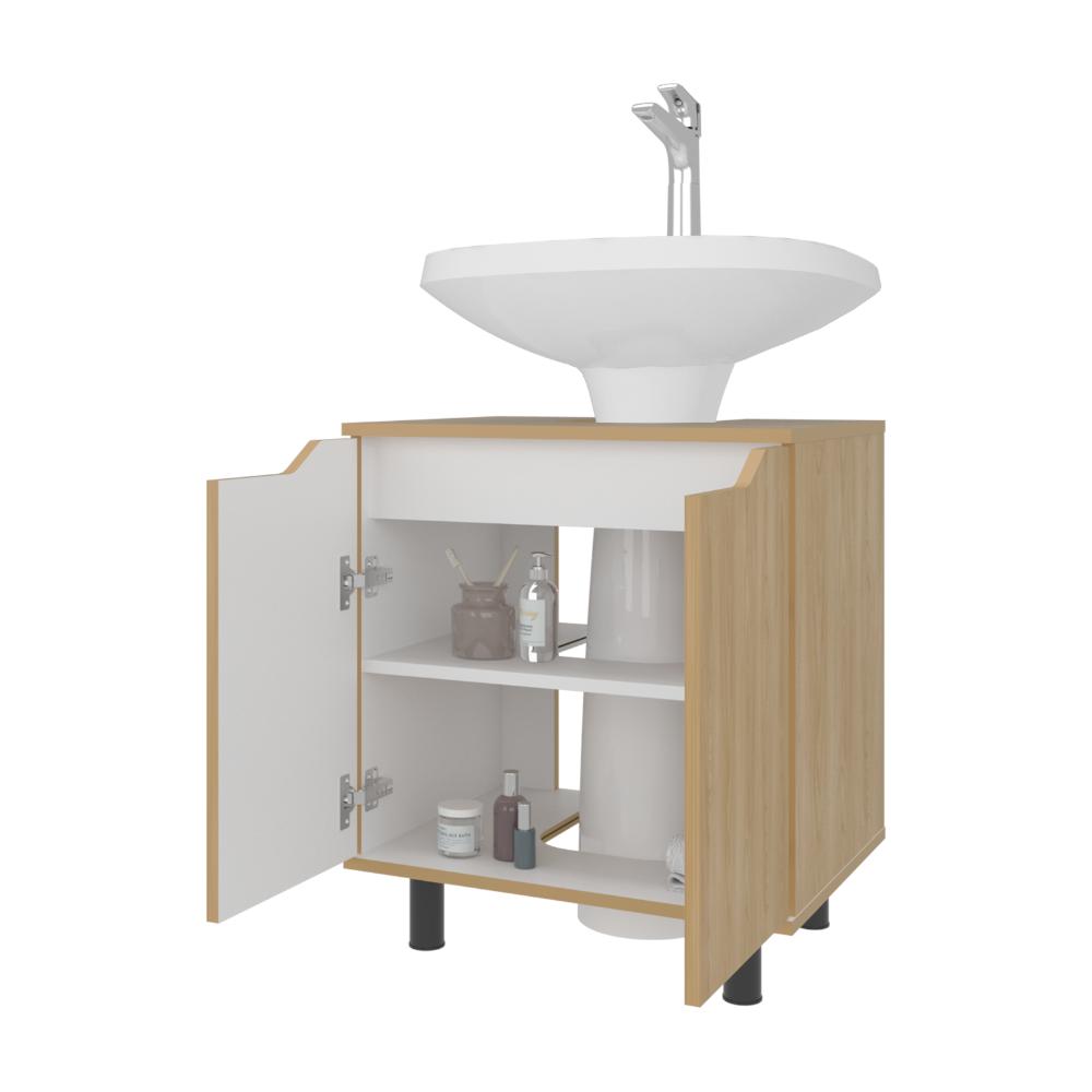 Mueble Para Lavamanos Marlo Dos Puertas, Fresno Y Blanco - vista 1