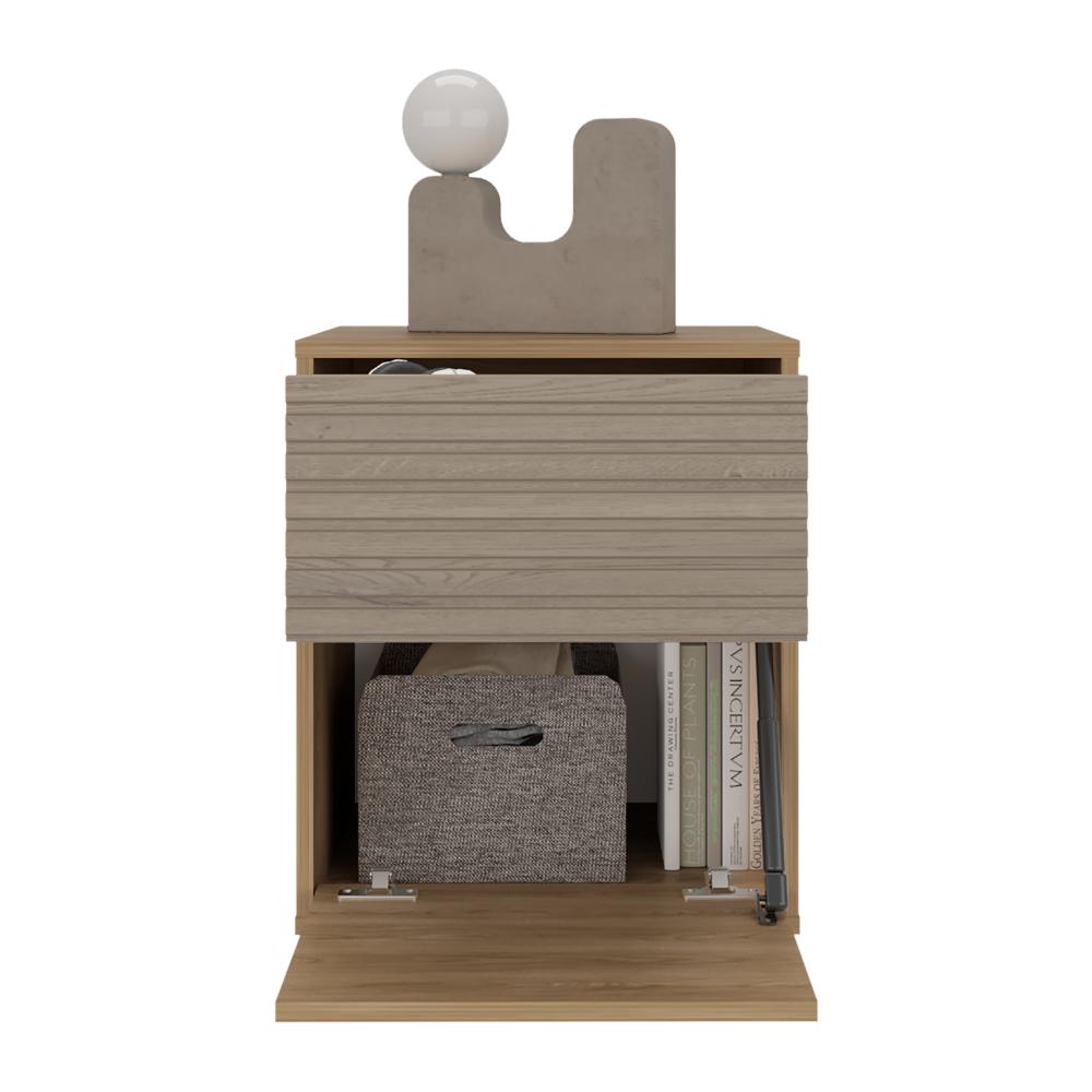 Velador Wandda, Fresno Europeo y Roble Natural, con un cajón para guardar objetos - vista 4