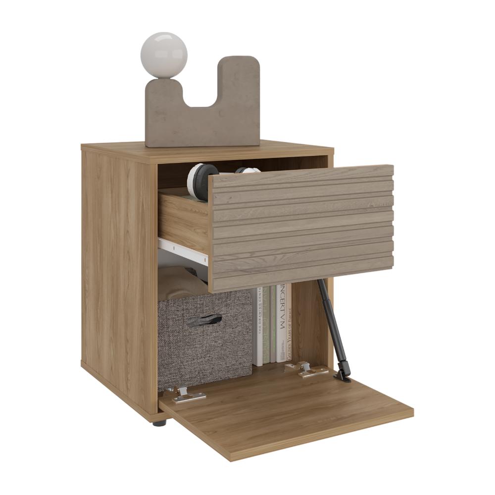 Velador Wandda, Fresno Europeo y Roble Natural, con un cajón para guardar objetos - vista 5