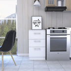 Mueble Inferior Manchester, Blanco, con tres amplios cajones deslizables - vista 3