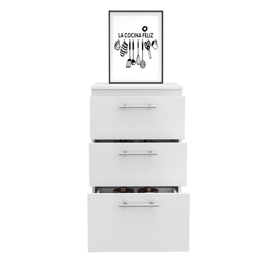 Mueble Inferior Manchester, Blanco, con tres amplios cajones deslizables - vista 2