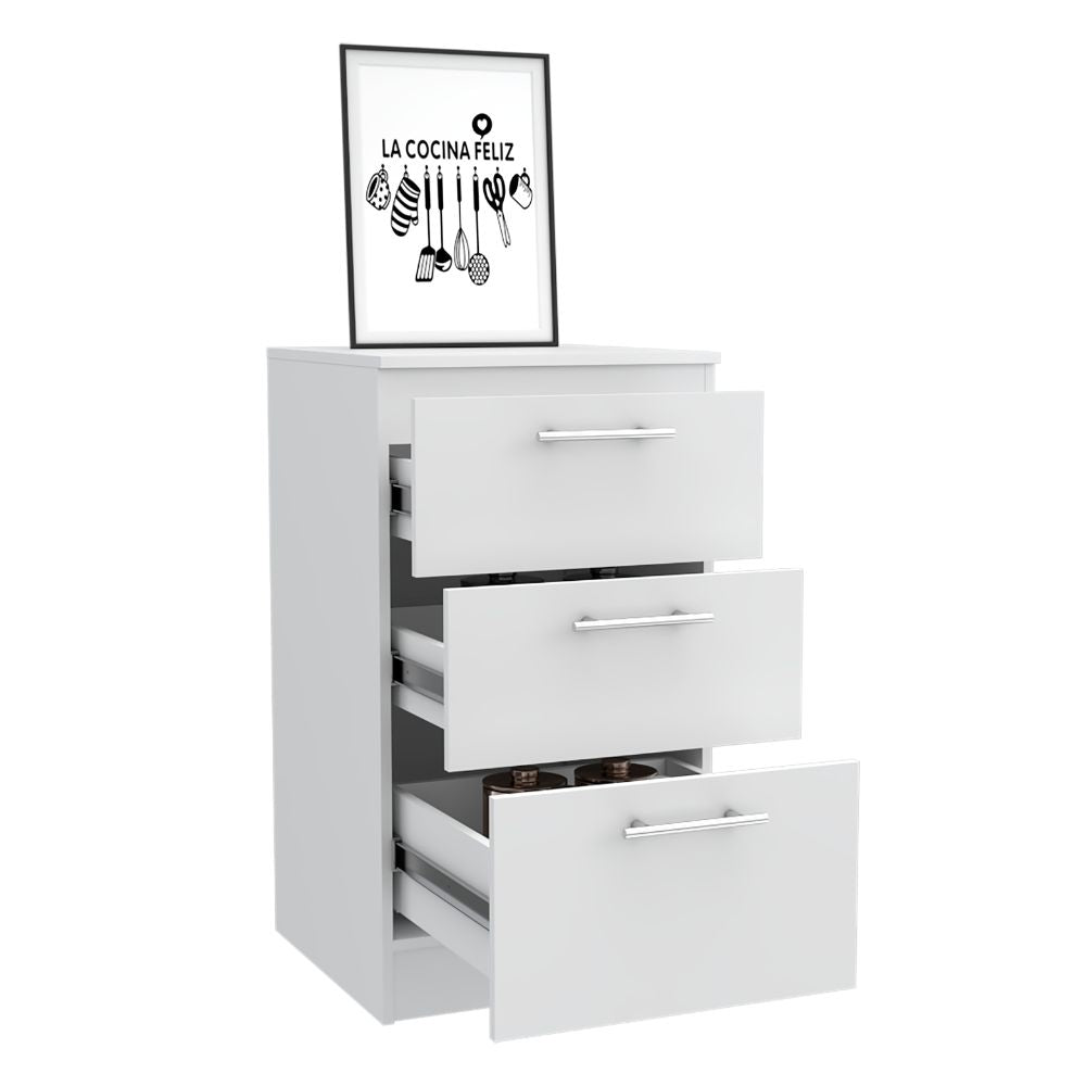 Mueble Inferior Manchester, Blanco, con tres amplios cajones deslizables - vista 1