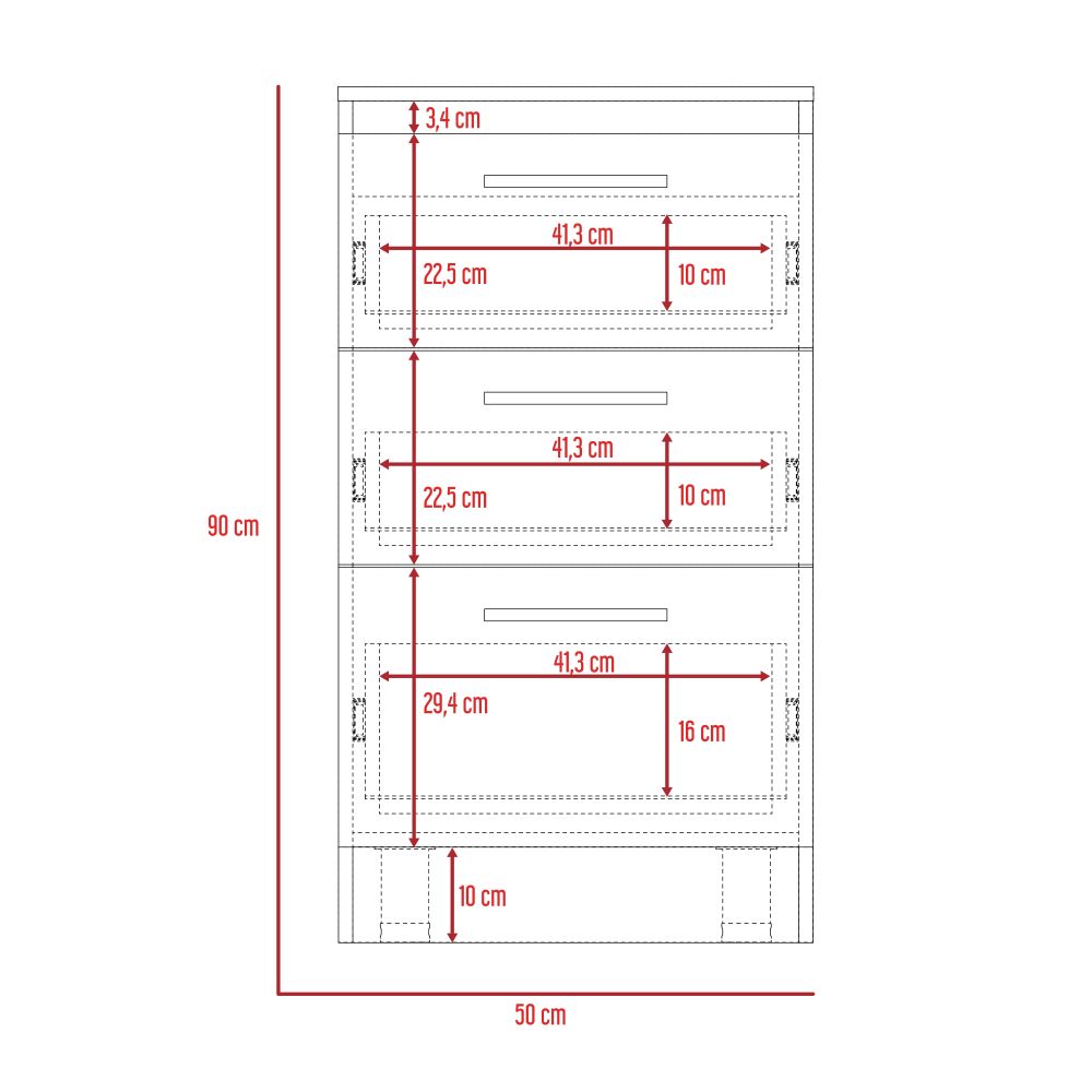 Mueble Inferior Manchester, Blanco, con tres amplios cajones deslizables - vista 8