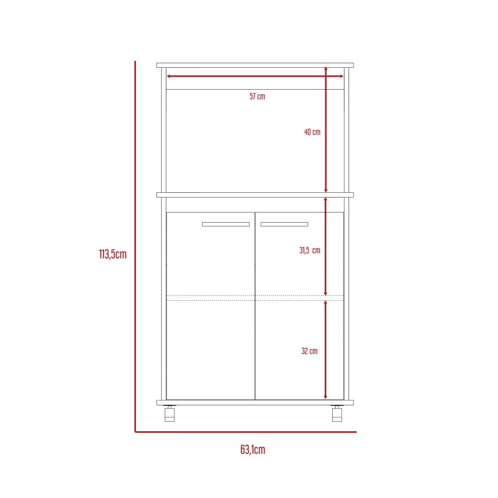 Auxiliar Microondas Manchester, Blanco, con dos puertas batientes y entrepaños para colocar objetos - vista 8