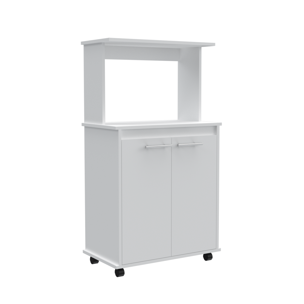 Auxiliar Microondas Manchester, Blanco, con dos puertas batientes y entrepaños para colocar objetos - vista 5