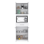 Auxiliar Microondas Alto Manchester, Blanco, con cuatro puertas batientes y entrepaños para colocar objetos - vista 2