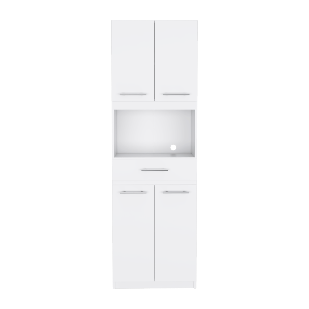 Auxiliar Microondas Alto Manchester, Blanco, con cuatro puertas batientes y entrepaños para colocar objetos - vista 7