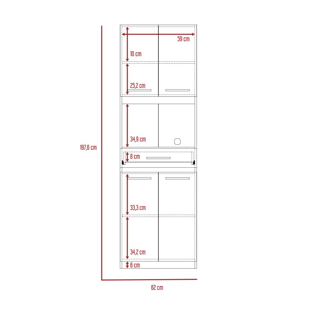 Auxiliar Microondas Alto Manchester, Blanco, con cuatro puertas batientes y entrepaños para colocar objetos - vista 9