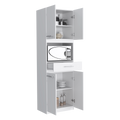 Auxiliar Microondas Alto Manchester, Blanco, con cuatro puertas batientes y entrepaños para colocar objetos - vista 1