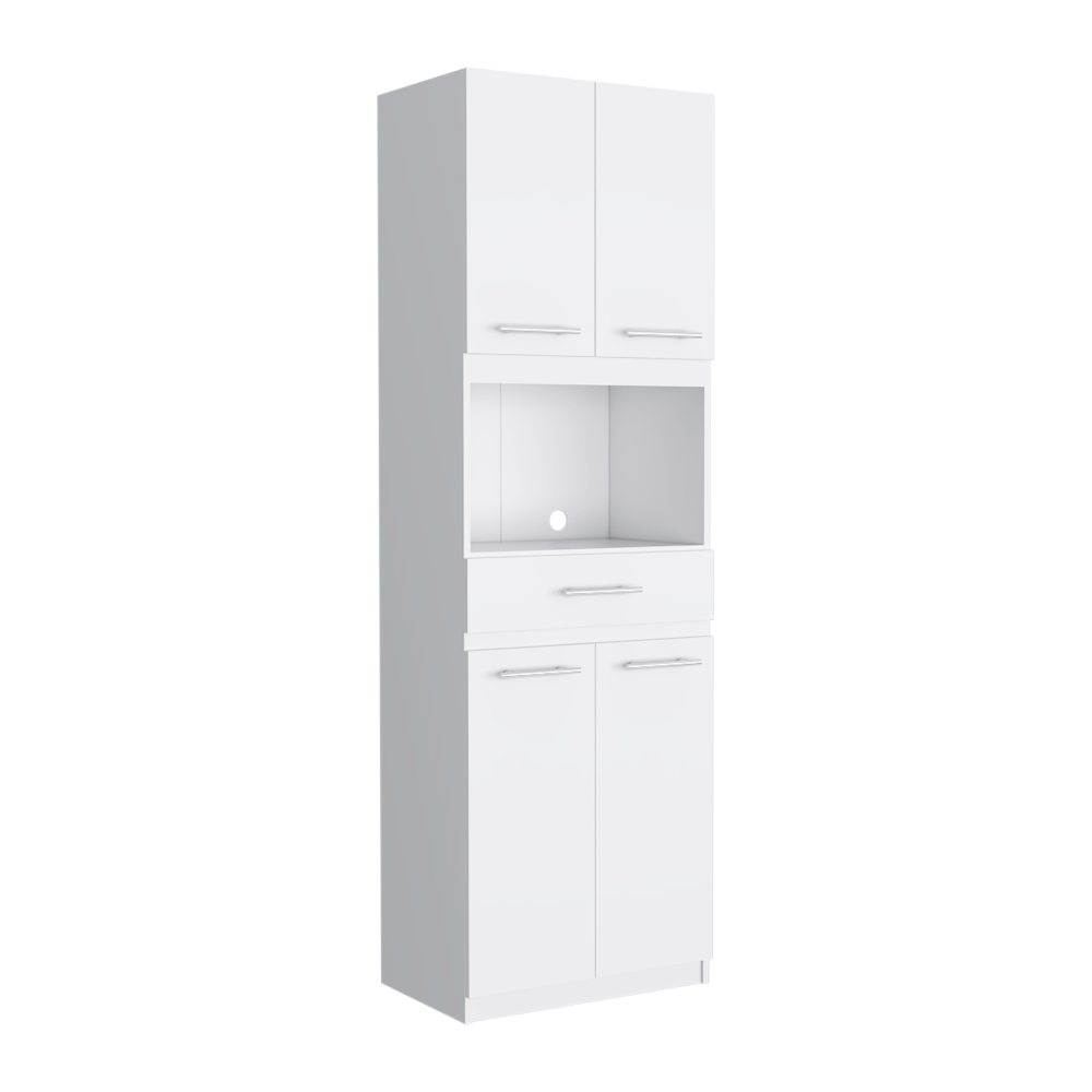 Auxiliar Microondas Alto Manchester, Blanco, con cuatro puertas batientes y entrepaños para colocar objetos - vista 6