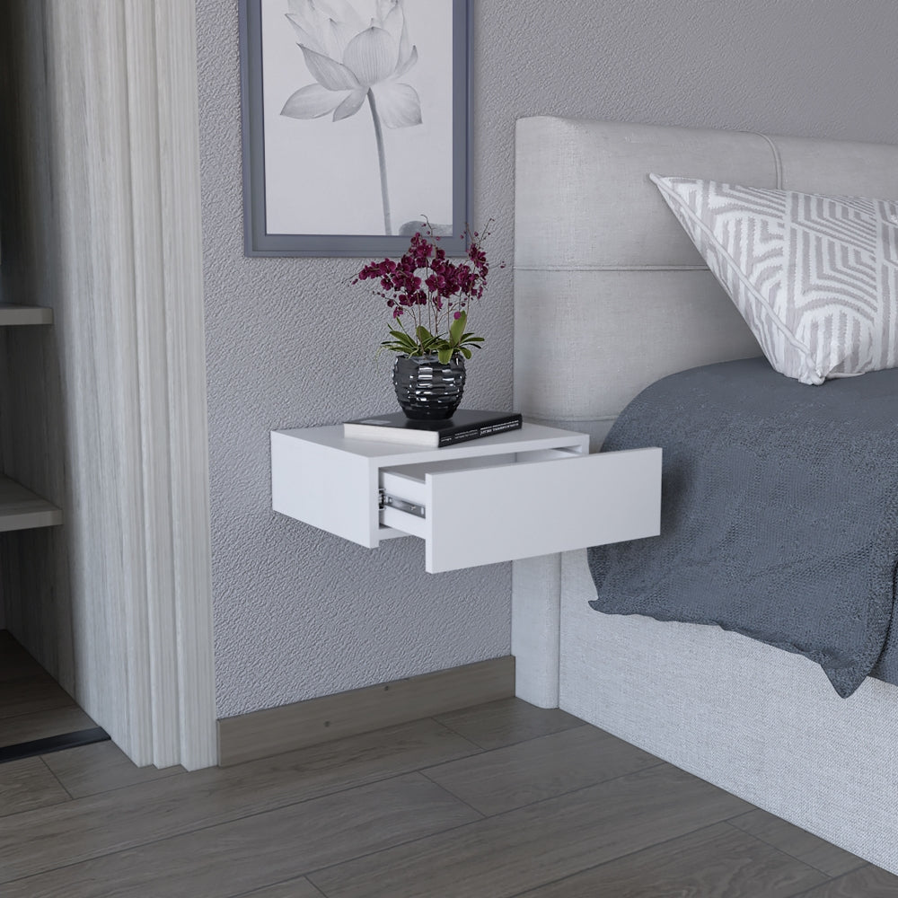 Velador Milano Flotante, Blanco, con un cajón deslizable - vista 3