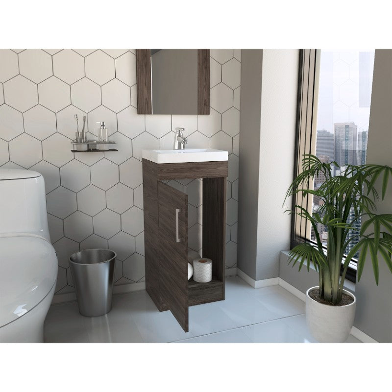 Mueble de Lavamanos Madrid, Coñac, con una puerta abatible - vista 2