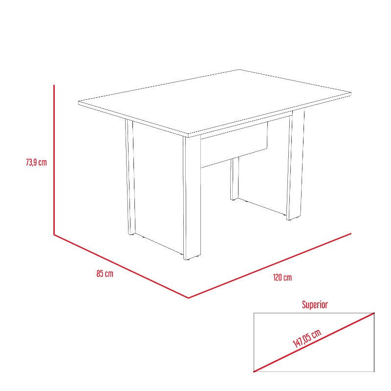 Mesa de Comedor Classic, Habano, para cuatro puestos 120 - vista 7
