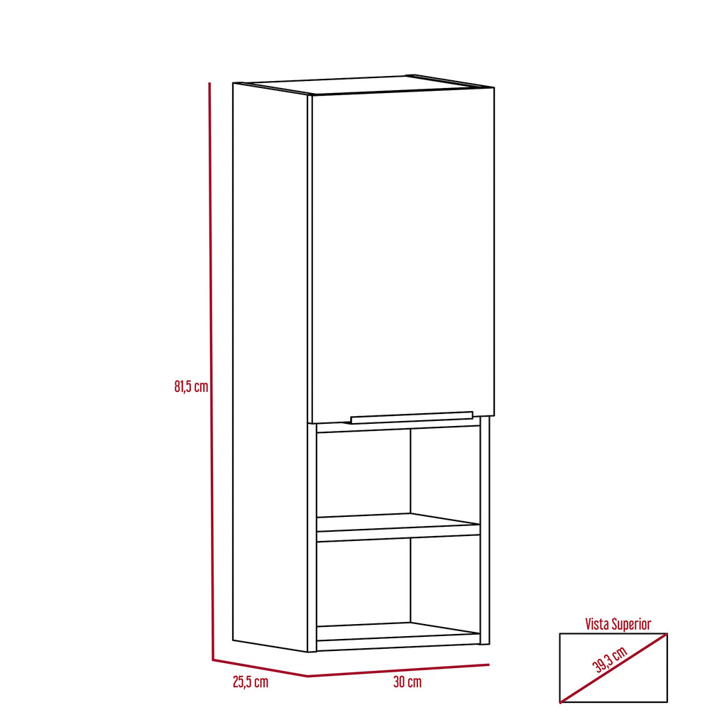 Mueble Auxiliar Muro Baño Barcelona 1 Puerta - Miel
