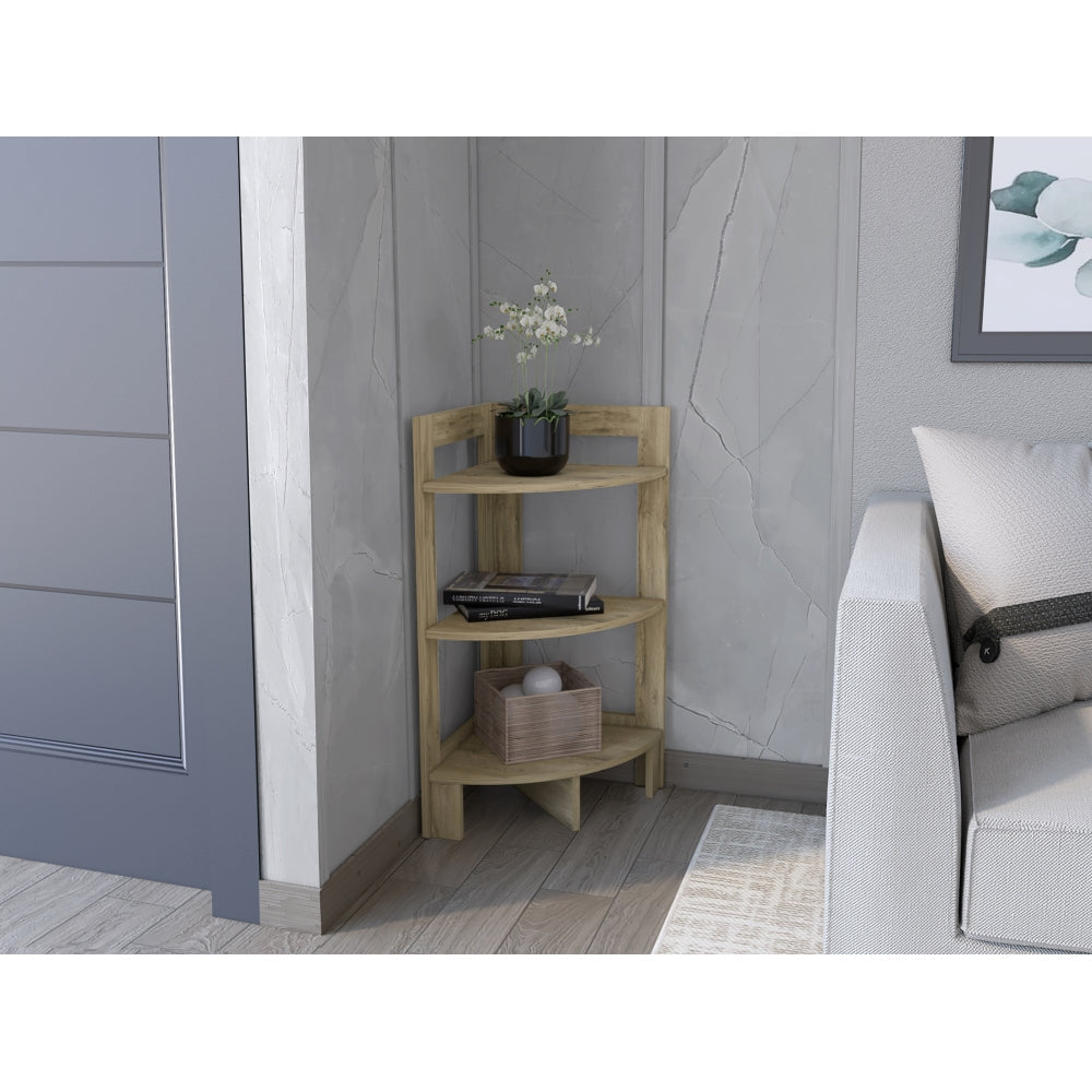Mesa Auxiliar Esquinera Riga, Macadamia, con varios entrepaños - vista 2
