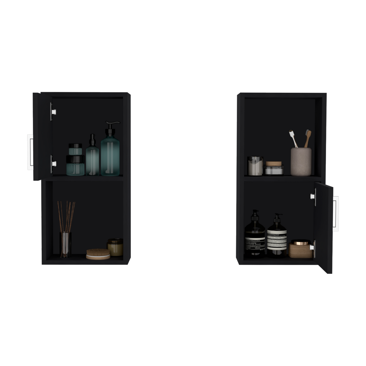 Mueble Auxiliar Bath X2, Wengue, con puerta batiente y variedad de entrepaños para colocar objetos de aseo - vista 2
