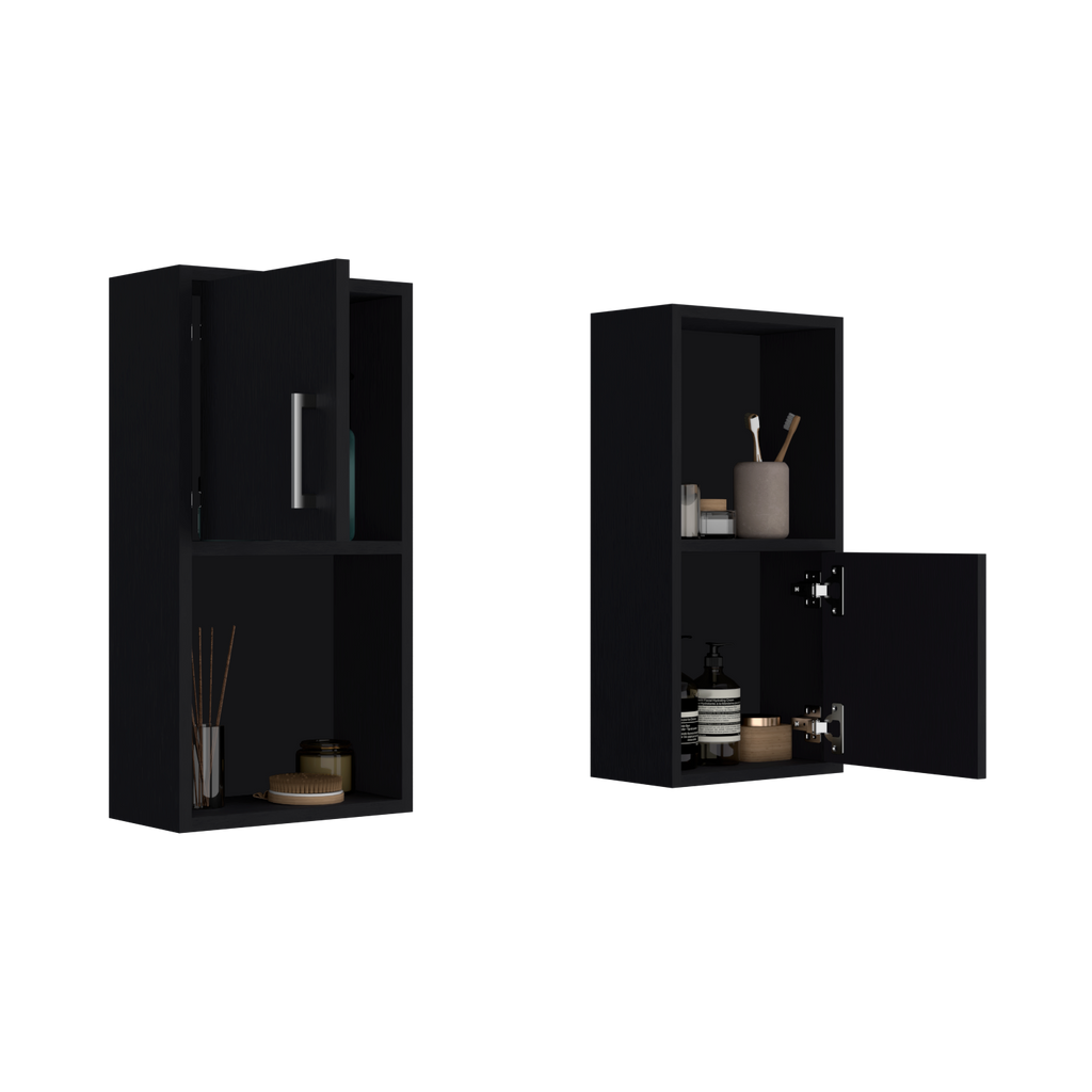 Mueble Auxiliar Bath X2, Wengue, con puerta batiente y variedad de entrepaños para colocar objetos de aseo - vista 4