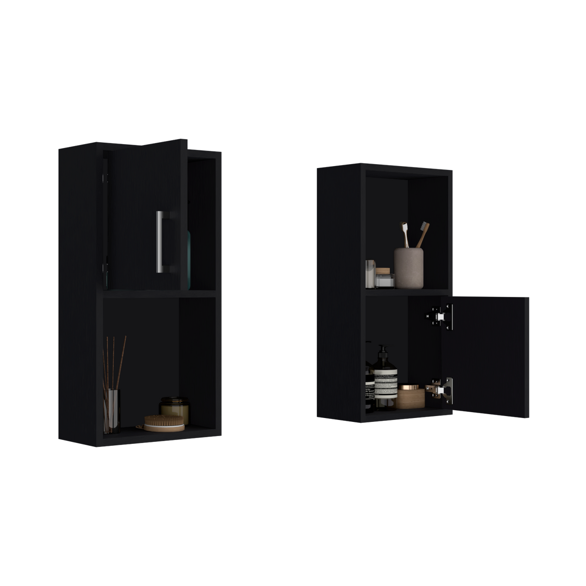 Mueble Auxiliar Bath X2, Wengue, con puerta batiente y variedad de entrepaños para colocar objetos de aseo - vista 4
