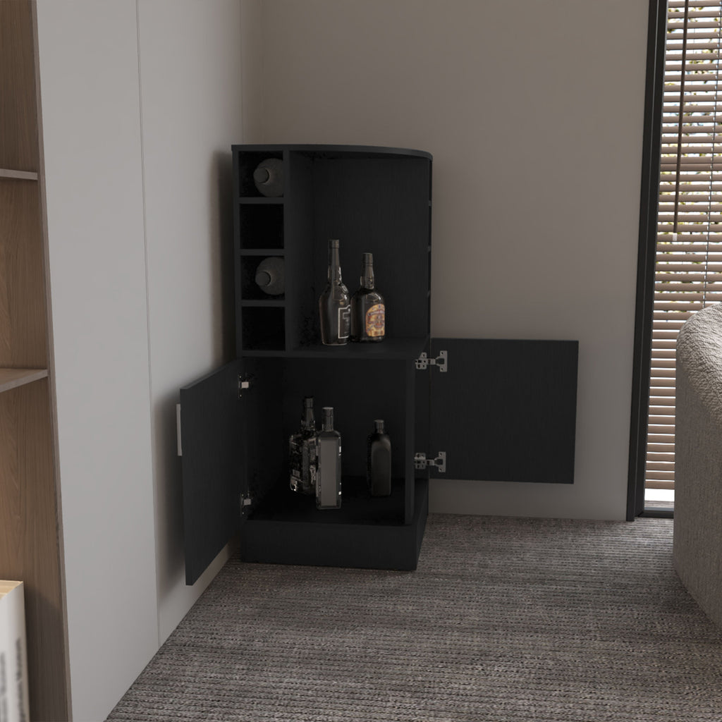 Bar Bajo Esquinero Jakes, Wengue, Con Espacio Para Organizar Botellas De Vino - vista 3