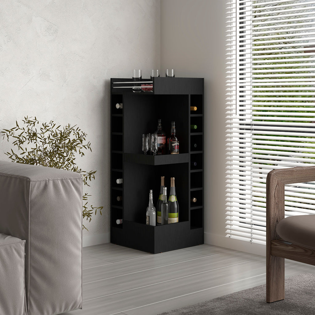 Bar Bajo Esquinero Lyman, Wengue, Con Espacio Para Organizar Botellas De Vino - vista 2