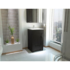 Mueble de Lavamanos Barcelona, Wengue, con una puerta batiente y dos entrepaños de amplio espacio - vista 2