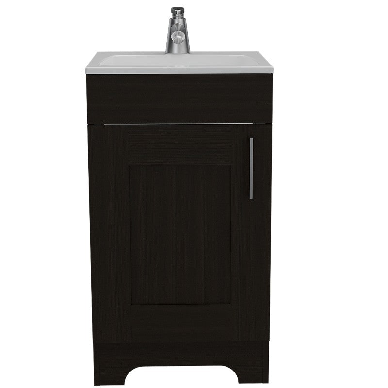 Mueble de Lavamanos Barcelona, Wengue, con una puerta batiente y dos entrepaños de amplio espacio - vista 6