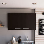 Mueble Aéreo, Manchester, Wengue, con dos puertas batientes y entrepaños para colocar objetos - vista 3