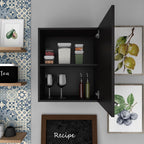 Mueble Aéreo Manchester, Wengue, con una puerta batiente y variedad de entrepaños para colocar objetos - vista 4