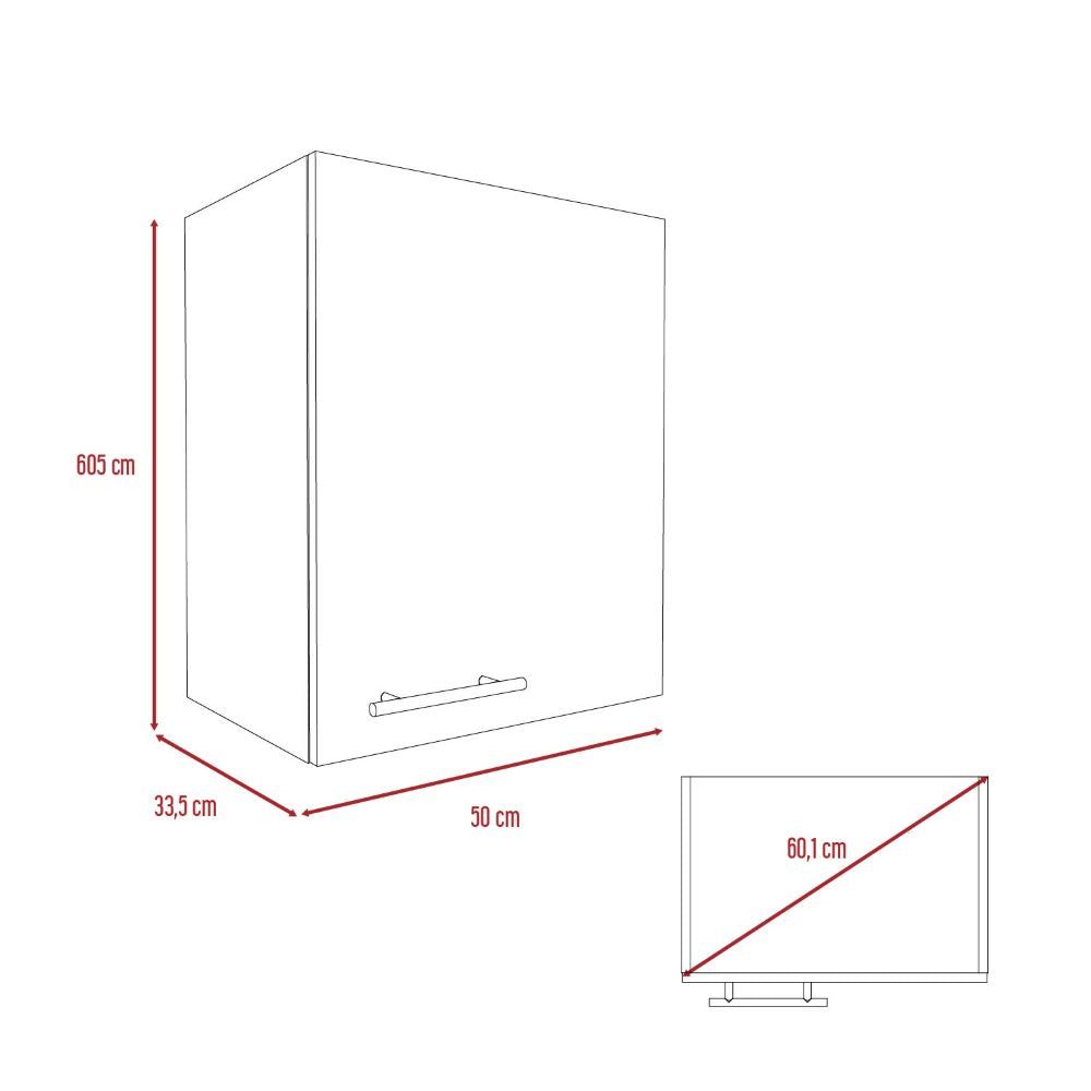 Mueble Aéreo Manchester, Wengue, con una puerta batiente y variedad de entrepaños para colocar objetos - vista 8