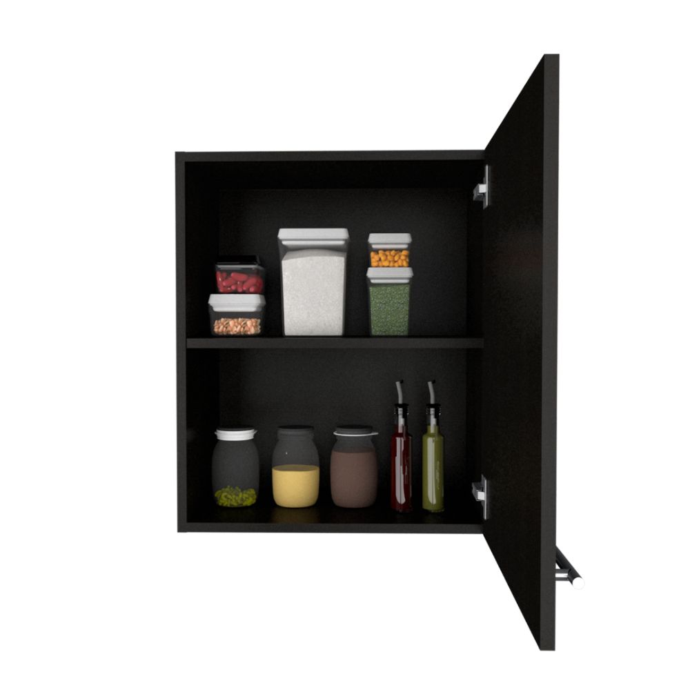 Mueble Aéreo Manchester, Wengue, con una puerta batiente y variedad de entrepaños para colocar objetos - vista 2