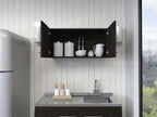 Mueble Sobre Campana Manchester, Wengue, con dos puertas batientes y entrepaños para colocar objetos - vista 4