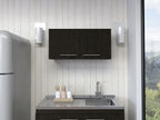 Mueble Sobre Campana Manchester, Wengue, con dos puertas batientes y entrepaños para colocar objetos - vista 3