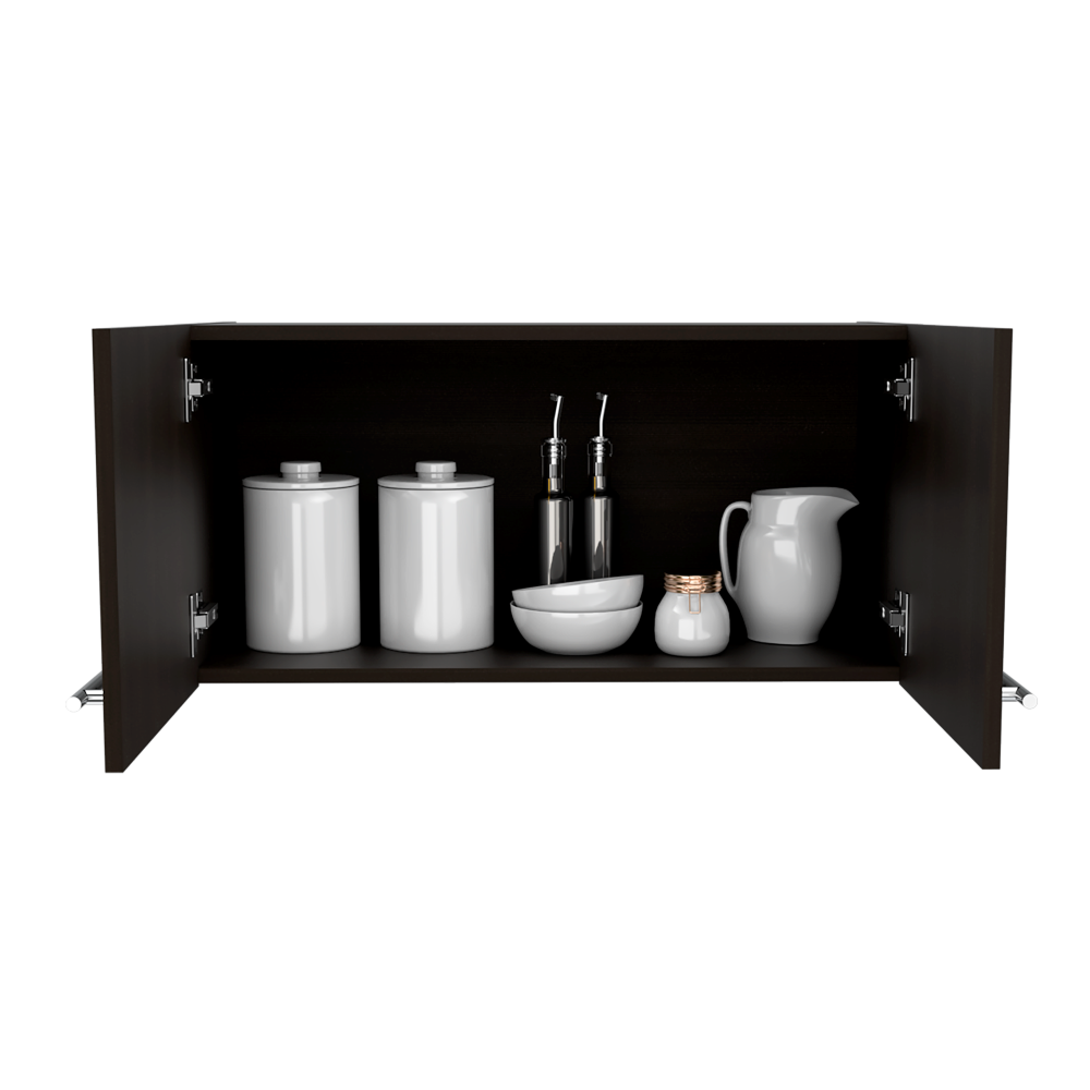 Mueble Sobre Campana Manchester, Wengue, con dos puertas batientes y entrepaños para colocar objetos - vista 2