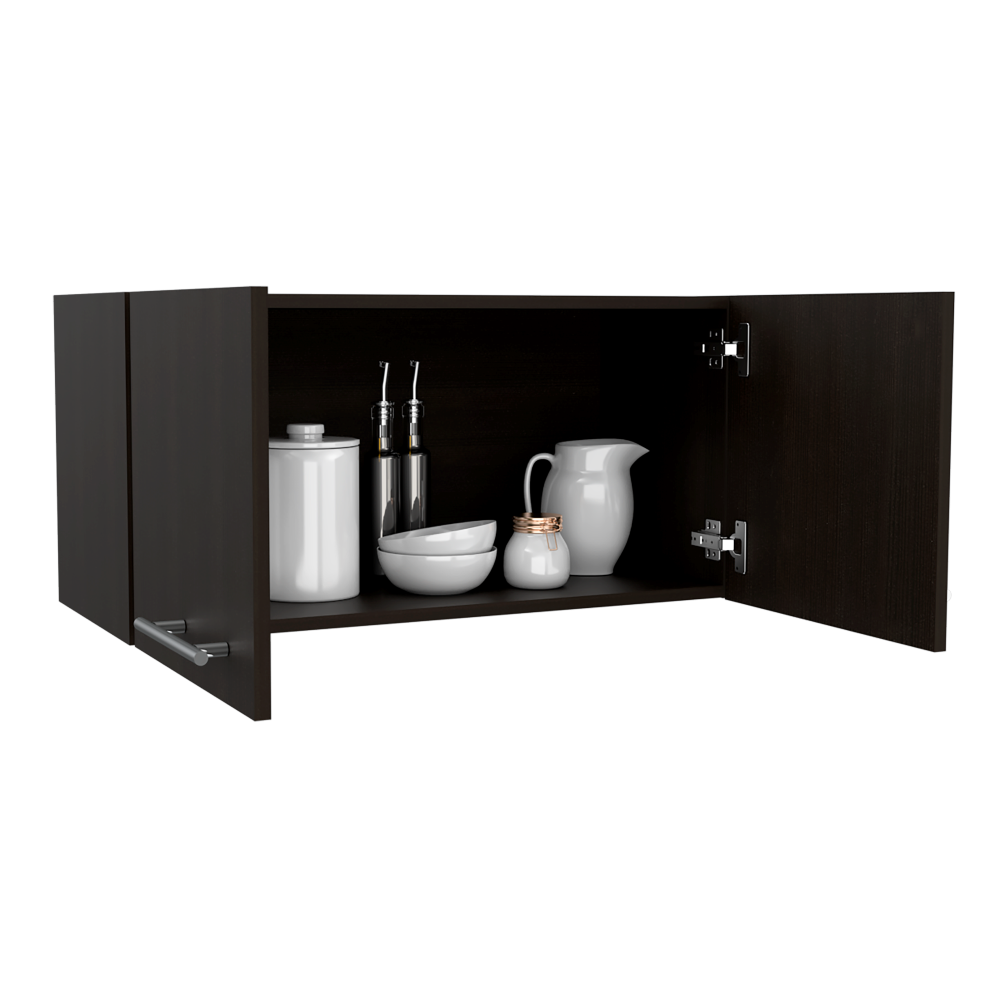 Mueble Sobre Campana Manchester, Wengue, con dos puertas batientes y entrepaños para colocar objetos - vista 1
