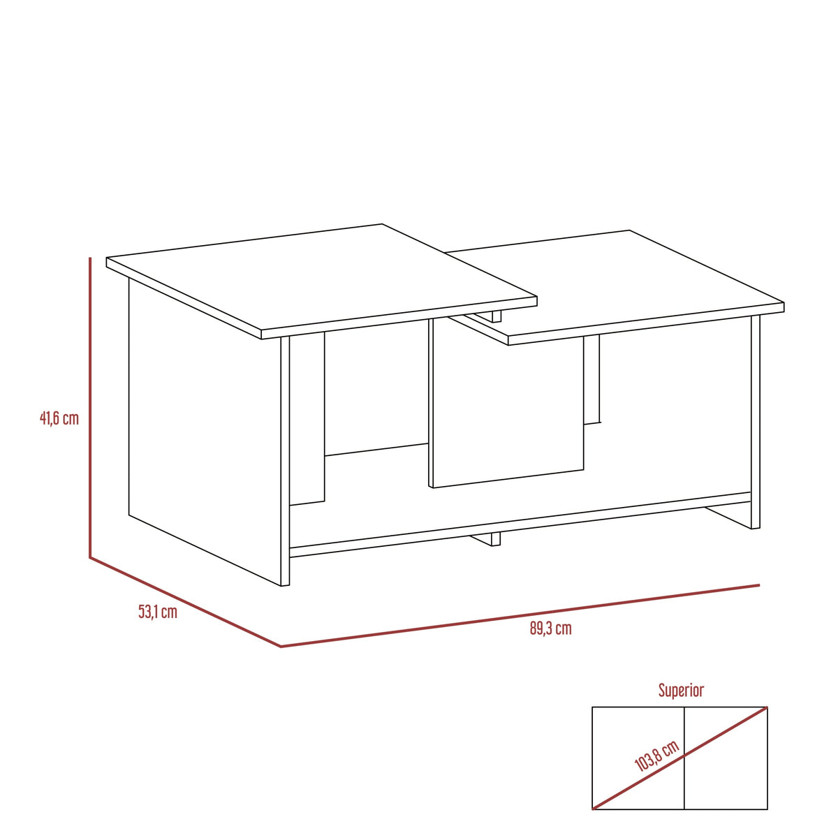Mesa de Centro Wema Alto, Wengue, con Amplio Espacio Ideal Para Ubicar Decoraciones - vista 6