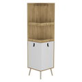 Bar Esquinero Huna, Macadamia y Blanco, con amplio espacio para botellas y portacopas - vista 1