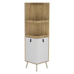 Bar Esquinero Huna, Macadamia y Blanco, con amplio espacio para botellas y portacopas - vista 1