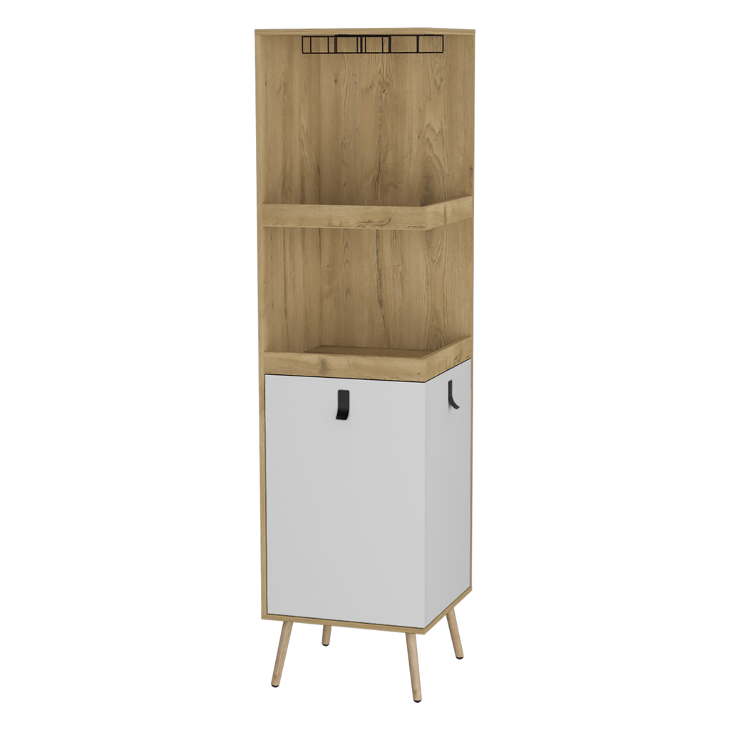 Bar Esquinero Huna, Macadamia y Blanco, con amplio espacio para botellas y portacopas - vista 3
