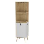 Bar Esquinero Huna, Macadamia y Blanco, con amplio espacio para botellas y portacopas - vista 3