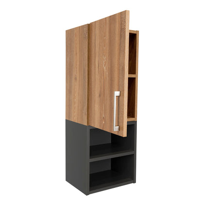 Mueble Auxiliar Muro Baño Madrid 1 Puerta - Miel / Plomo