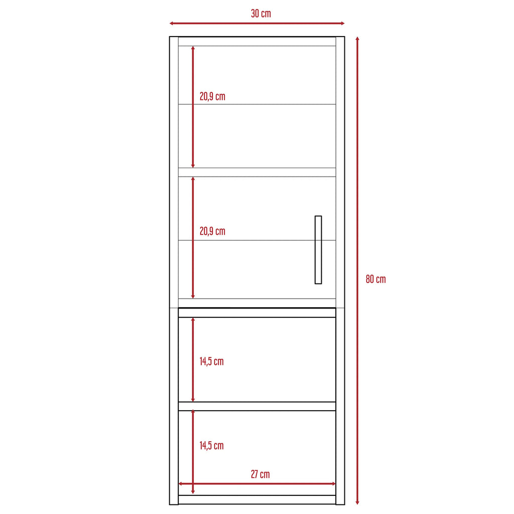 Mueble Auxiliar Muro Baño Madrid 1 Puerta - Miel / Plomo