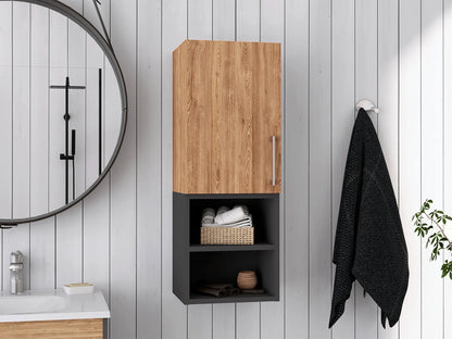 Mueble Auxiliar Muro Baño Madrid 1 Puerta - Miel / Plomo