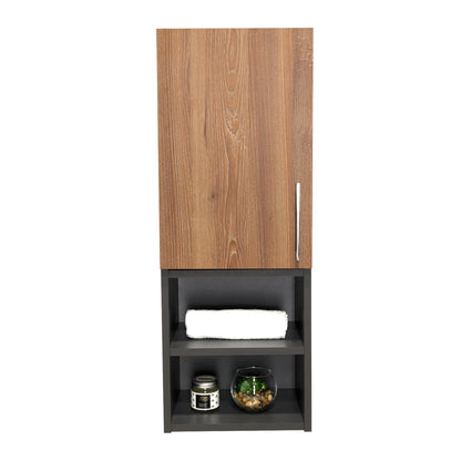 Mueble Auxiliar Muro Baño Madrid 1 Puerta - Miel / Plomo